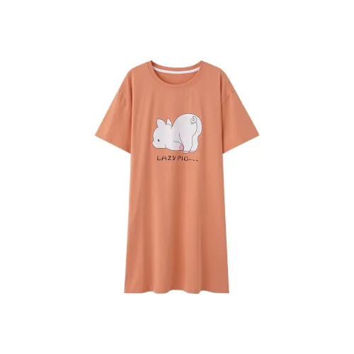 FENTENGCARE Nightgown Women's Orange Red