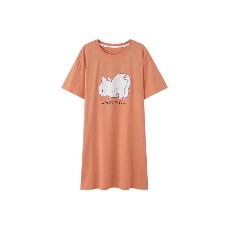 FENTENGCARE Nightgown Women's Orange Red-0