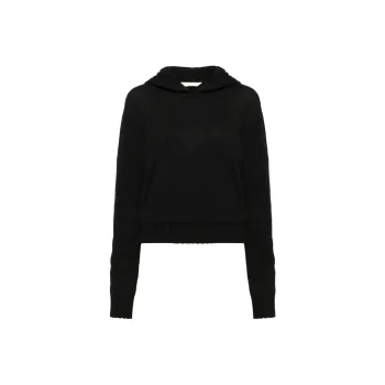 PALM ANGELS Curved Logo Knitted Hoodie