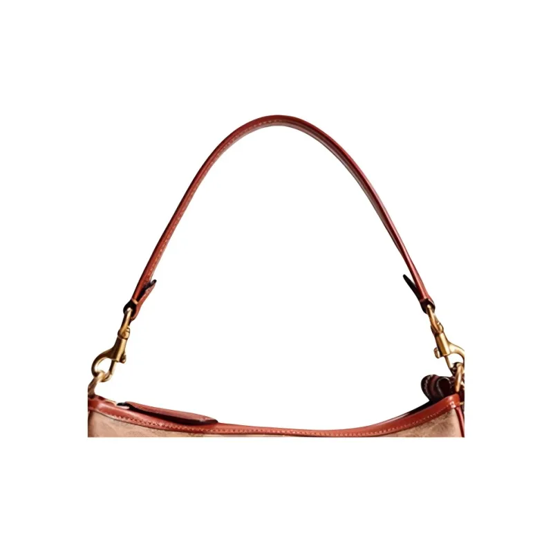COACH Cary Canvas With Calfskin Shoulder Bag, Crossbody Bag, Handbag Large Size Women's Tan & Rusty-2