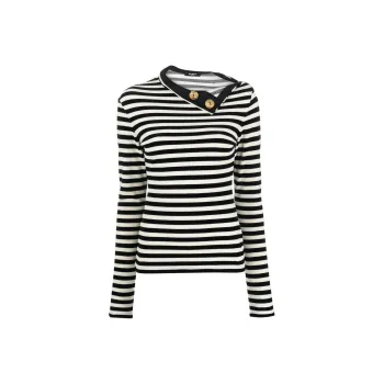 BALMAIN Striped Long-sleeve Top