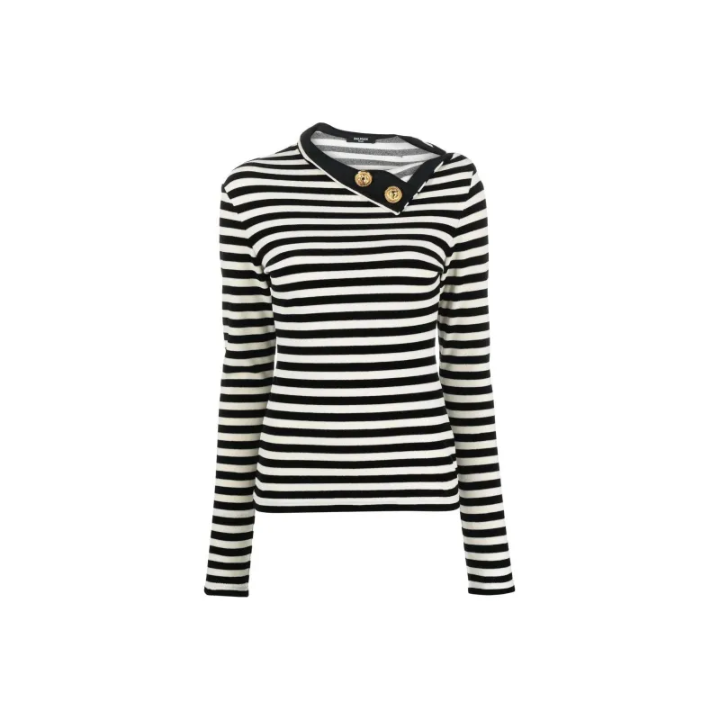 BALMAIN Striped Long-sleeve Top-0