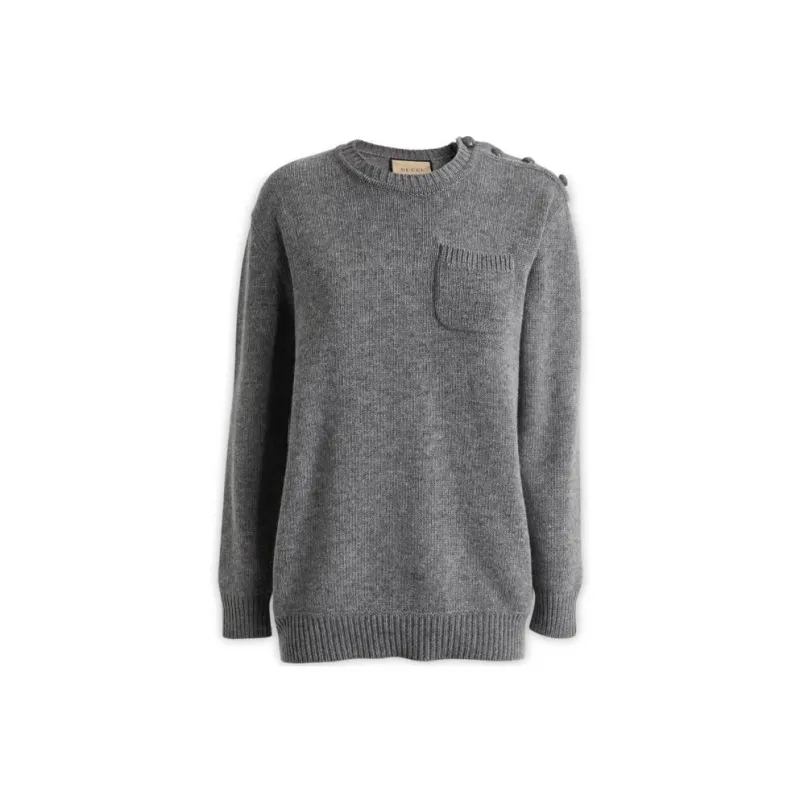 GUCCI Button Embellished Crewneck Jumper-0