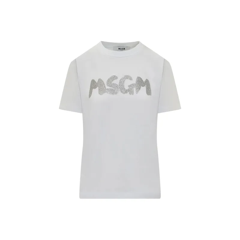 MSGM Drop Shoulder Sleeve T Shirt Women's White-0