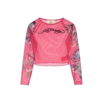 Ed Hardy SS22 Long Sleeved T Shirt Women's Camellia Rose