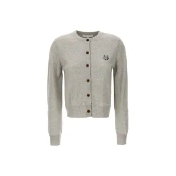 Maison Kitsune Bold Fox Head Patch Knitted Cardigan
