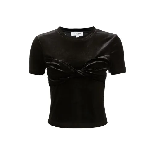 VERO MODA 블랙 여성 티셔츠
