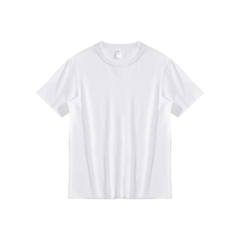 ZHONGBANGJICHU Drop Shoulder Sleeve T Shirt Unisex White-0