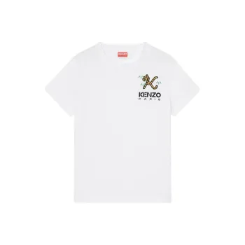 KENZO X Nigo Tiger Tail Logo Embridered T shirt White