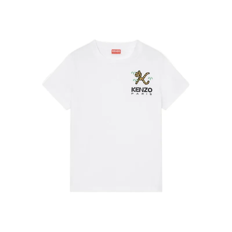 KENZO X Nigo Tiger Tail Logo Embridered T shirt White-0
