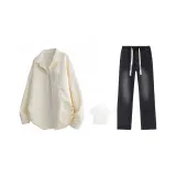 Beige Apricot (Long-Sleeved)+Black[Comes with White T-Shirt]