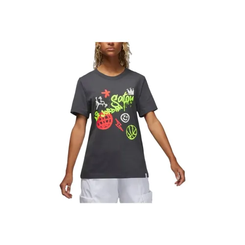 jordan Funnel-Neck T Shirts Women's Gray