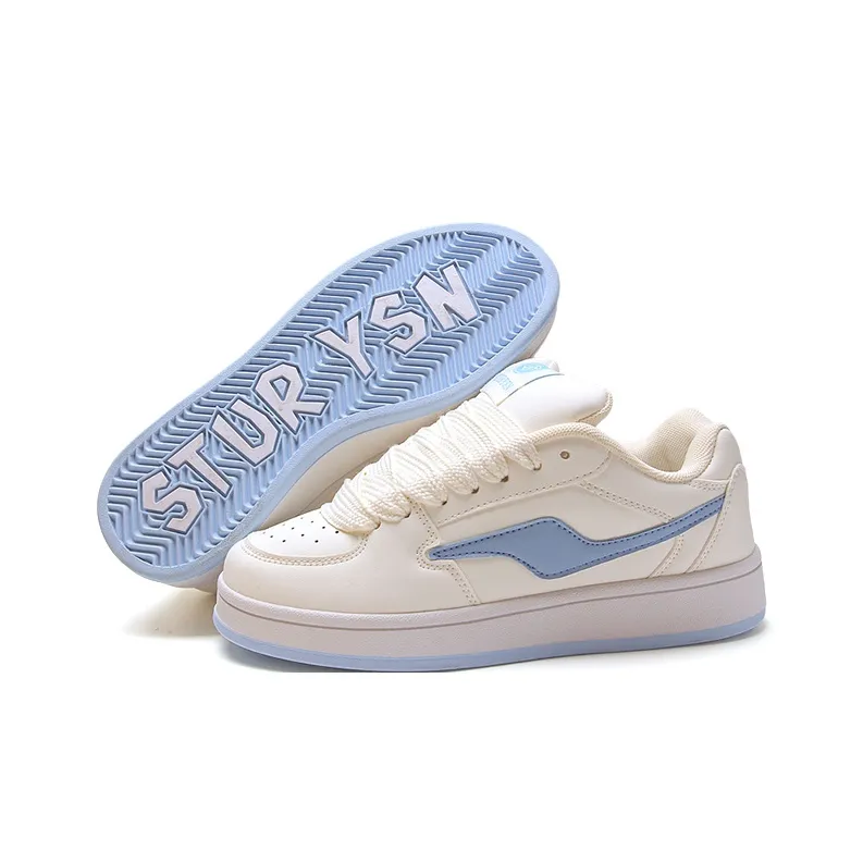 STUR YSN Wear resistant And Lightweight Low Top Skateboard Shoes Women's Light Blue White-5