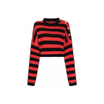 BALMAIN FW21 Loose Fit Sweater Women's Black Red