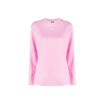 MSGM Logo Printed Long Sleeved T Shirt