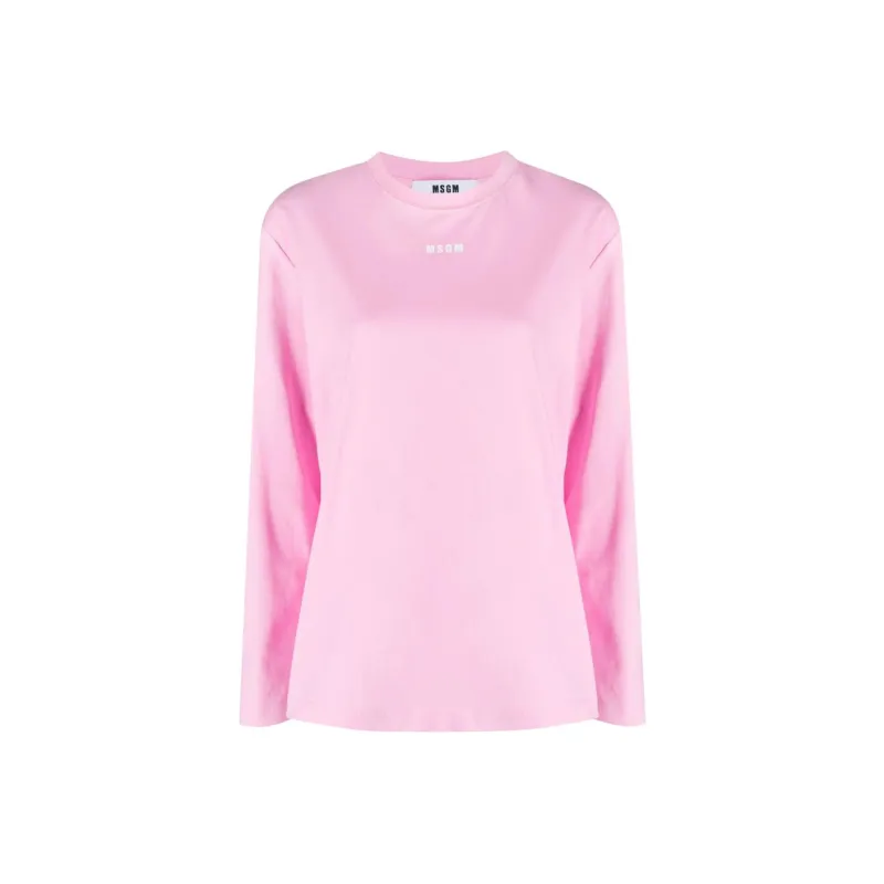 MSGM Logo Printed Long Sleeved T Shirt-0
