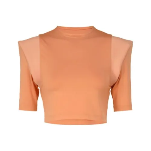 ISSEY MIYAKE Crop Tops Women's Pink Beige