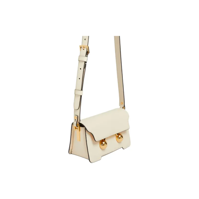 MARNI Trunkaroo Leather Crossbody Bag, Shoulder Bag Mini Women's White-1