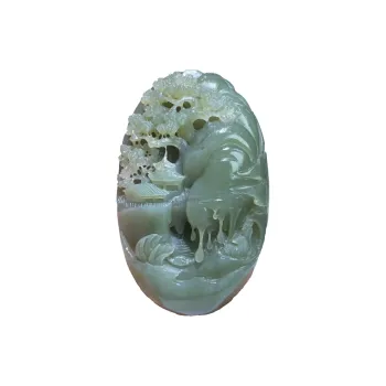 BUDOUXIAOAI Hetian Jade Handheld Piece White Jade/Pale Greenish White Jade Men's