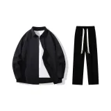 Clothing Set (Black Long-Sleeved Shirt-6061+Black Casual Pants)