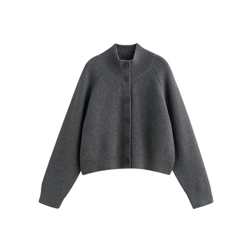 Initial Language Cropped Wool Woven Sweater Coat Women's