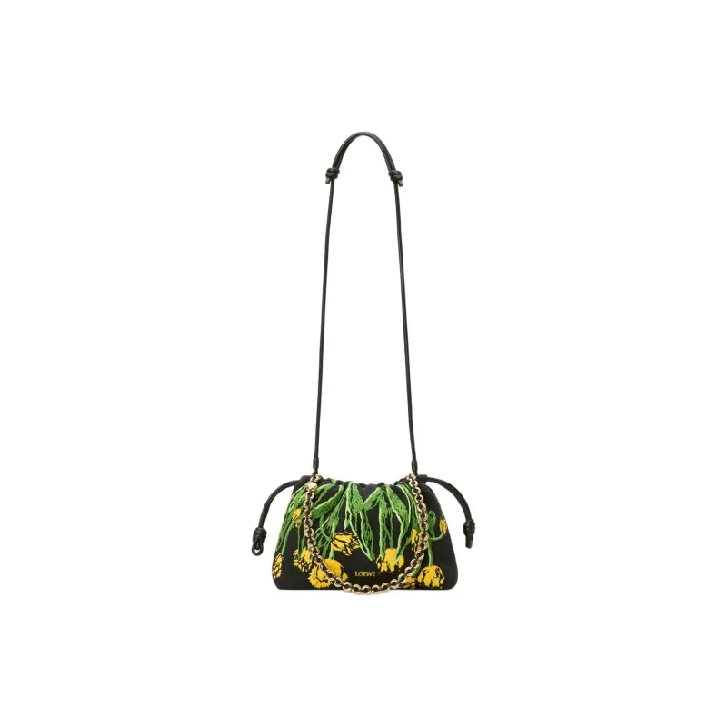 LOEWE Denim Crossbody Bag Medium Size Women's Black-4
