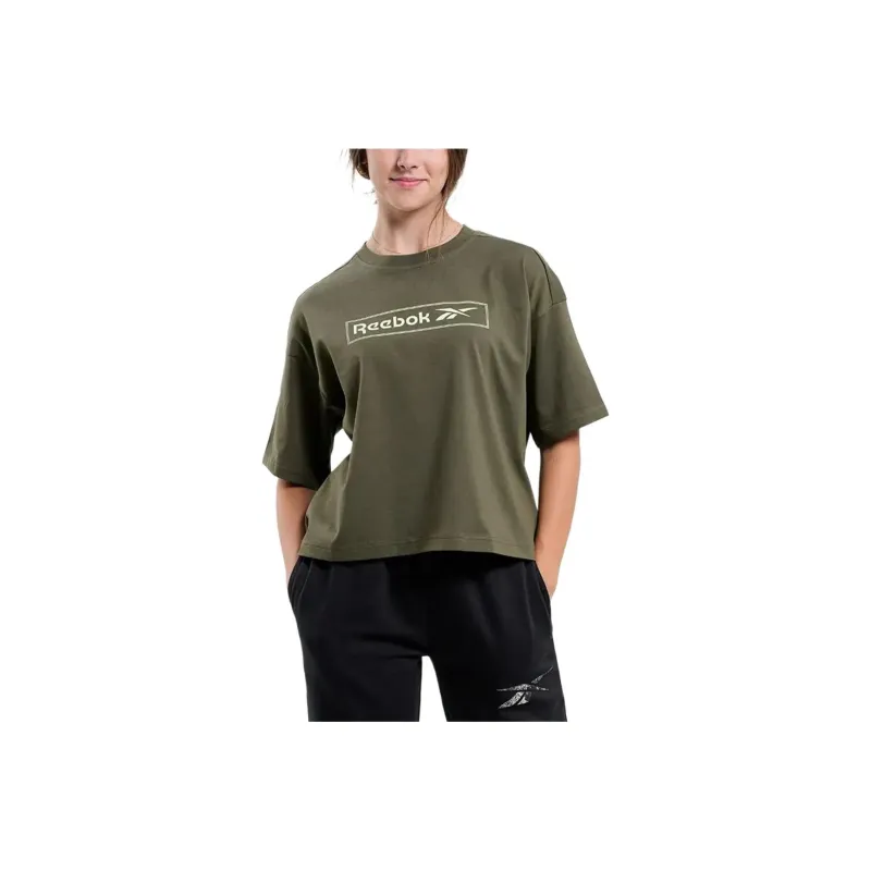 Reebok LOGO GRAPHIC TEE T-Shirt Women's Olive Green-0