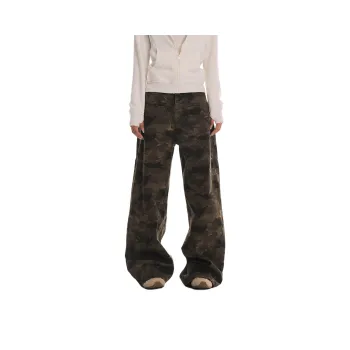 NEVER RULE Casual Pants Unisex Camouflage Brown