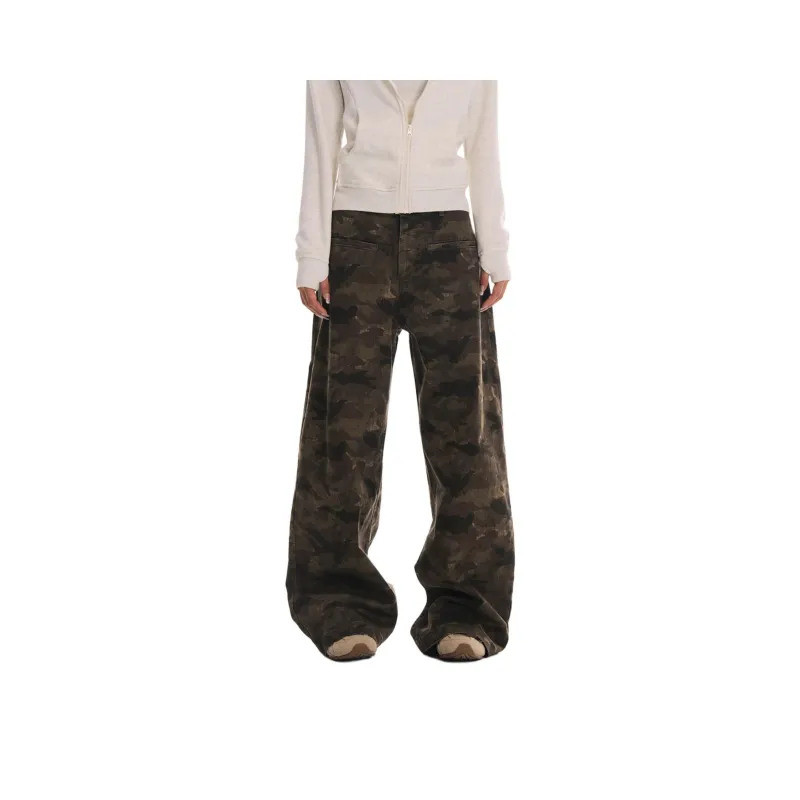NEVER RULE Casual Pants Unisex Camouflage Brown-0