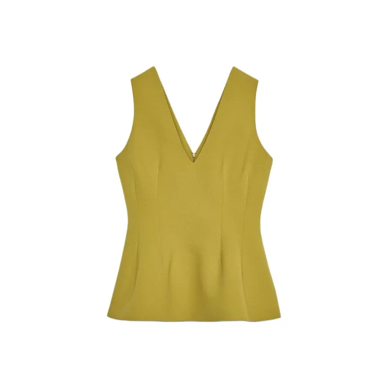 ZARA ZW Series Tank Tops Women's Olive Green-0