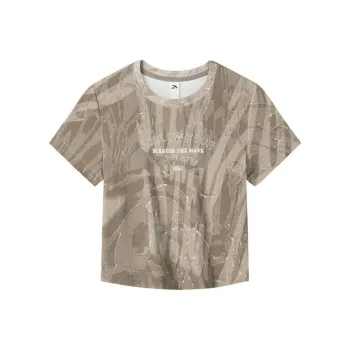 Anta Life Collection T Shirt Women's Linen Gray With All Over Print