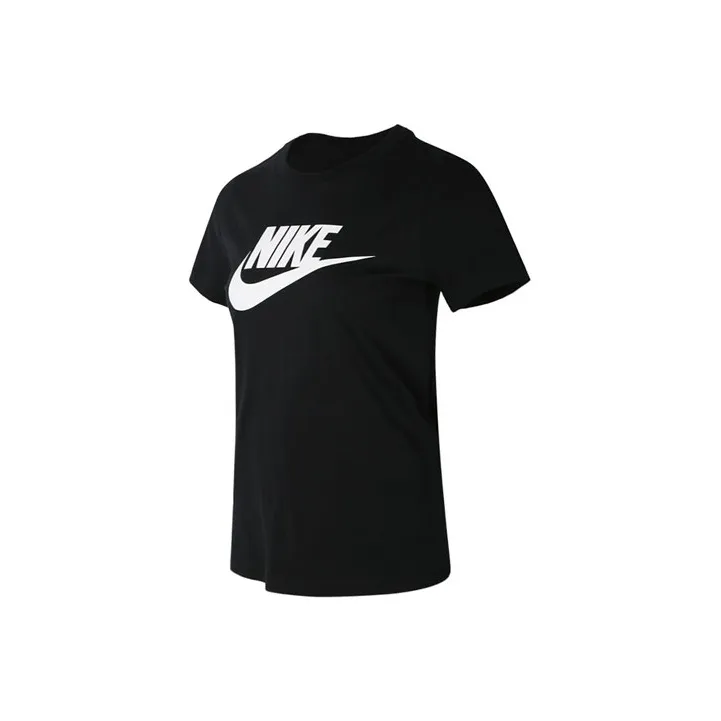 Nike Women'ss Retro Logo Print Crewneck Casual T-Shirt Black-0