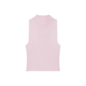 COURREGES Mockneck Light Rib Top 'Salt Pink'