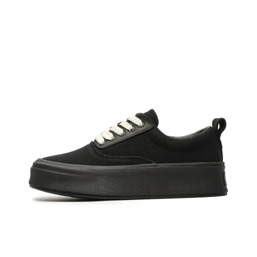 Dounkol Get Cool Cushioning Height Increase Low Top Skateboard Shoes Unisex Black