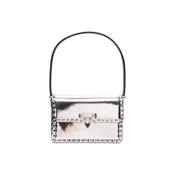 Valentino Rockstud Calfskin Shoulder Bag Women's Silver
