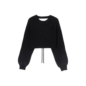 Yohji Yamamoto Backless Crewneck Cropped Jumper