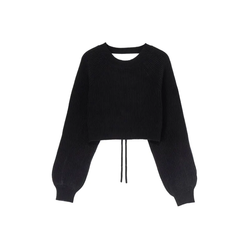 Yohji Yamamoto Backless Crewneck Cropped Jumper-0