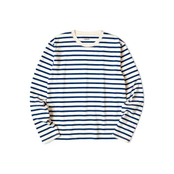 Kapital Stripe Jersey Crew Long Sleeve T Shirt 'Black/Ecru'
