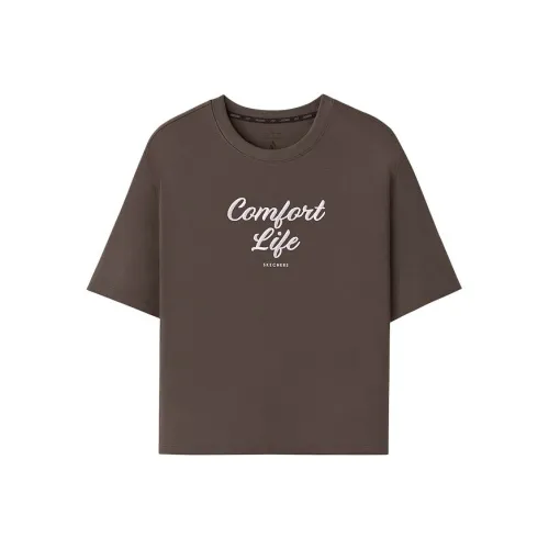Skechers GODRI Drop Shoulder Sleeve T Shirt Women's Dark Caramel Brown