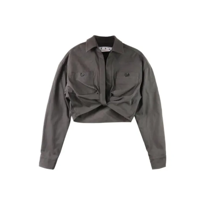 OFF WHITE Twisted Cropped Blouse-0