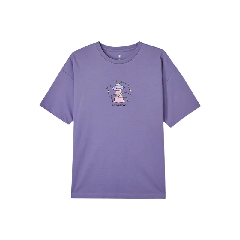 Converse FW22 Drop Shoulder Sleeve T Shirt Women's Purple-0