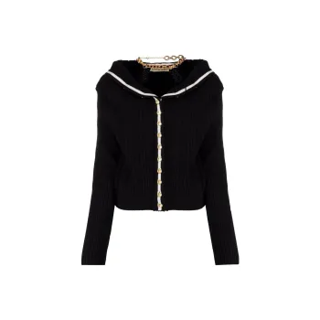 Y/Project Evergreen Ruffled neckline Wool Cardigan