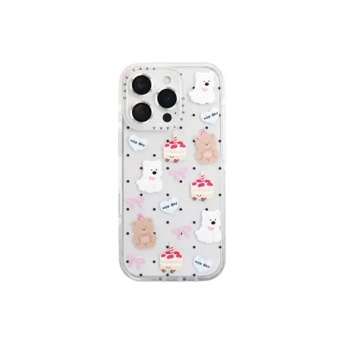 Sopi Acrylic Material Polka Dot Cake Animal Phone Cases Compatible With IPhone 16/15 Pro Max/Apple 13/14 Pro/Max