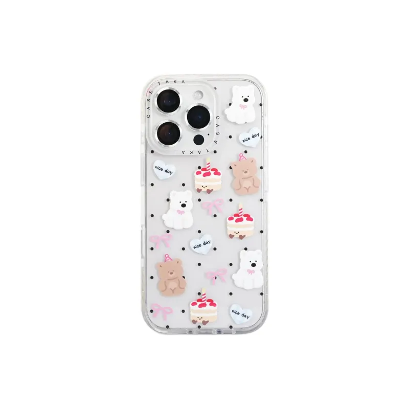 Sopi Acrylic Material Polka Dot Cake Animal Phone Cases Compatible With IPhone 16/15 Pro Max/Apple 13/14 Pro/Max-0