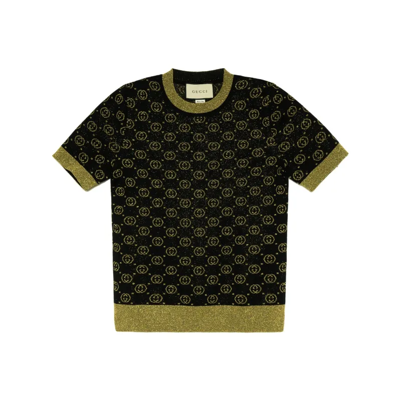 GUCCI Wool Top With GG Motif Black-0