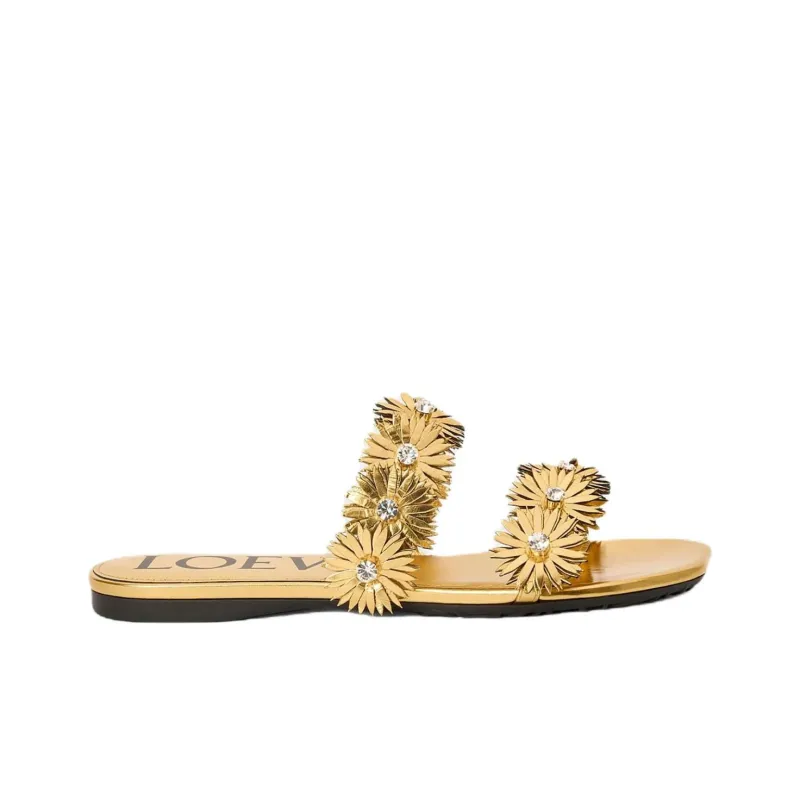 LOEWE Petal Slide Slippers Women's Gold-1