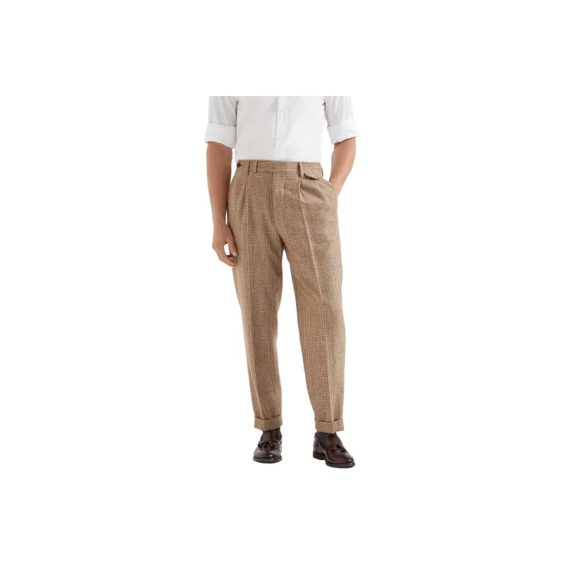 Brunello Cucinelli Check pattern Tapered Trousers-0