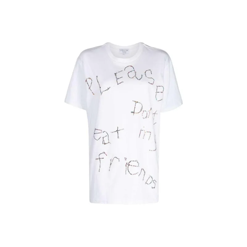 COLLINA STRADA Slogan-print Crew-neck T-shirt-0