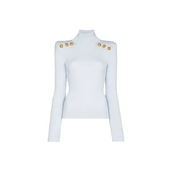 BALMAIN Slim Fit Sweater Women's Light Blue