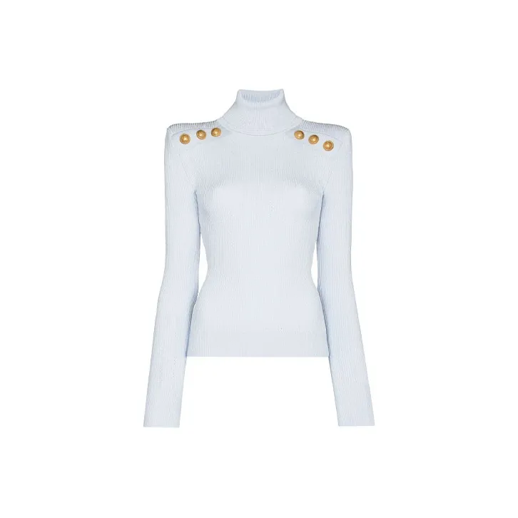 BALMAIN Slim Fit Sweater Women's Light Blue-0